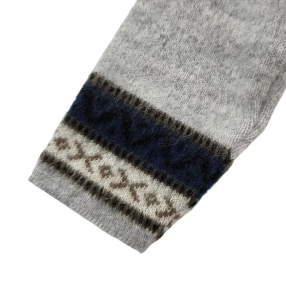 Boys 18M Handmade Blue Gray Full Zip‎ Hooded Alpaca Sweater